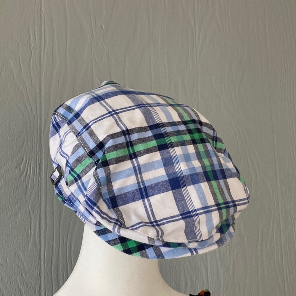 Janie and Jack Blue and White Boys’ Plaid Newsboy Cap